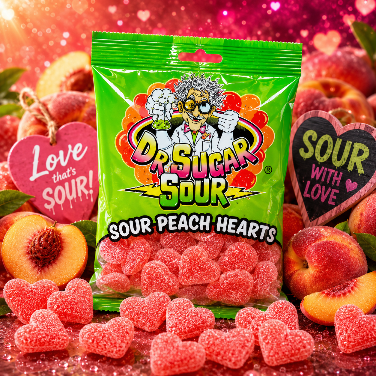 Sour Peach Hearts Gummies