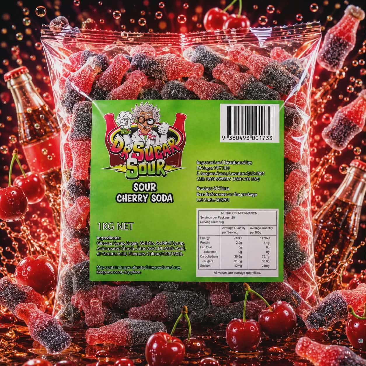 Sour Cherry Soda Gummies