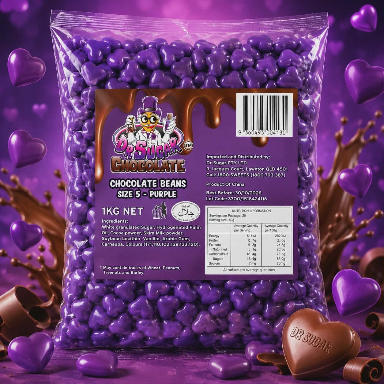 Purple Chocolate Hearts