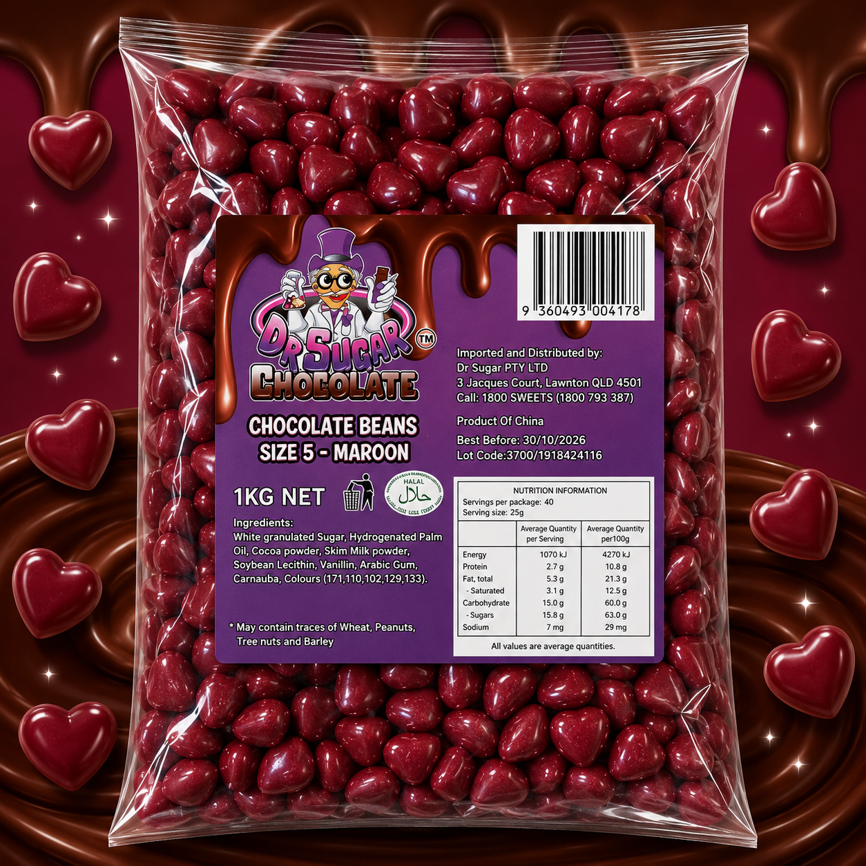 Maroon Chocolate Hearts