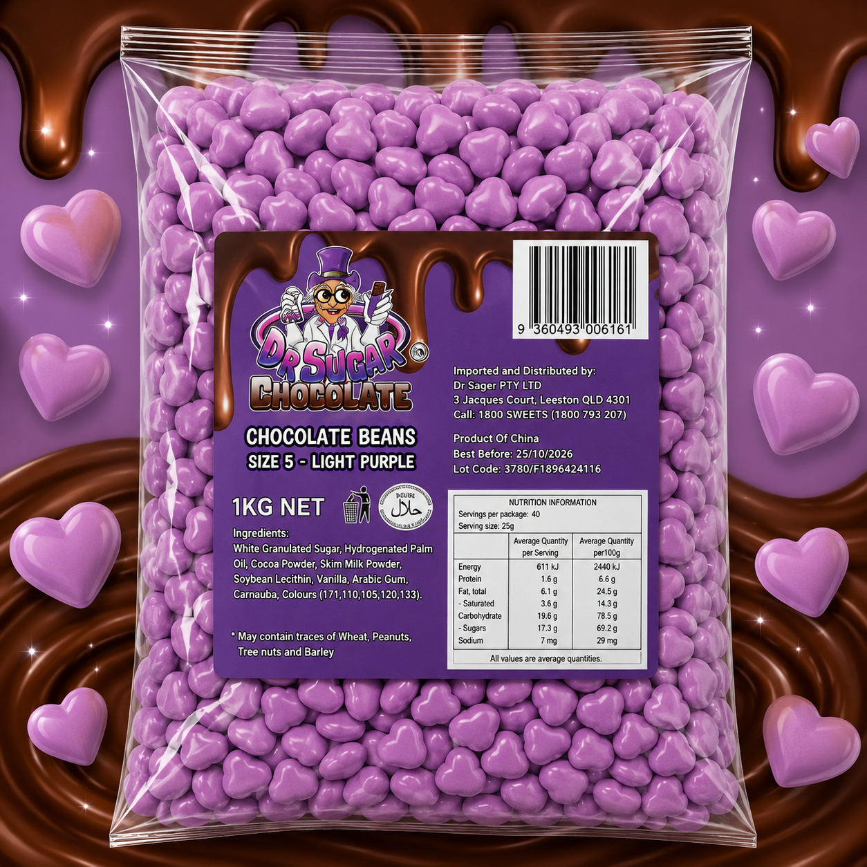 Light Purple Chocolate Hearts