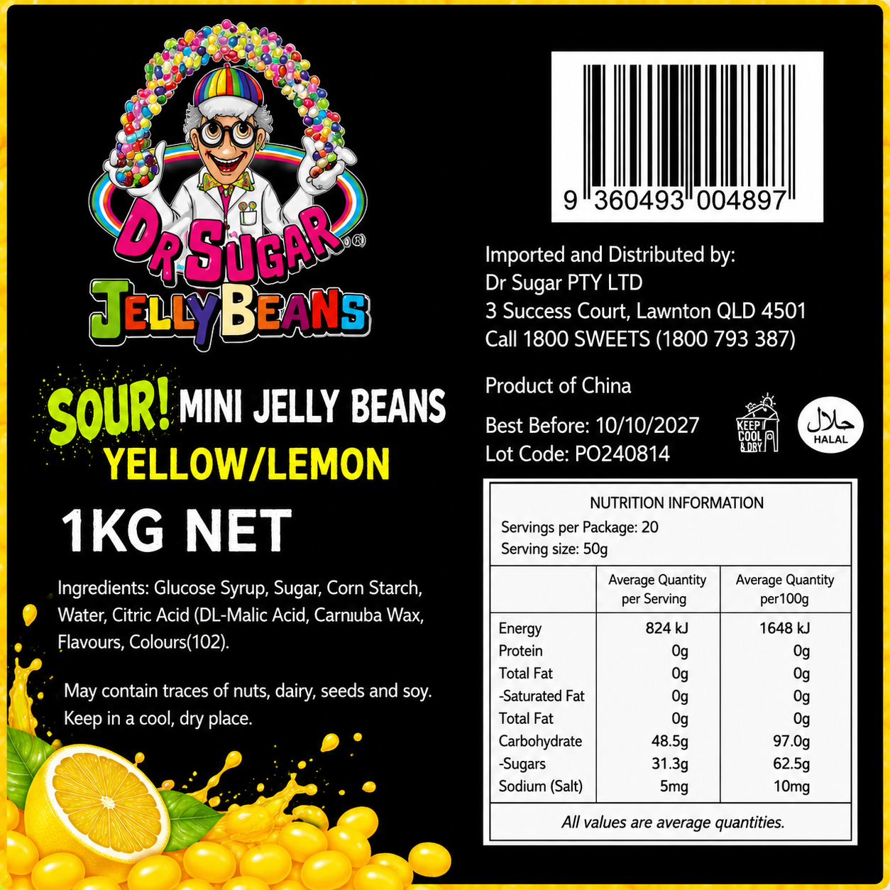 Sour Mini Lemon Jelly Beans