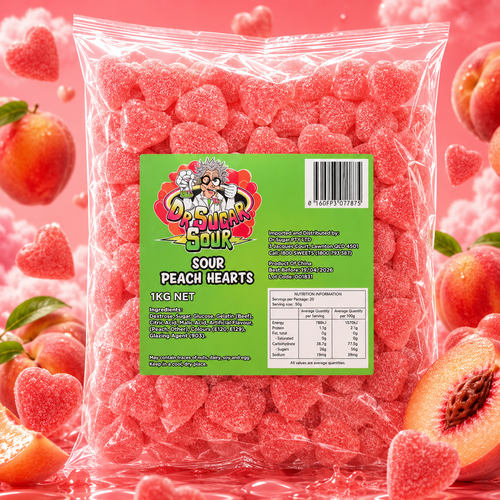 Sour Peach Hearts Gummies