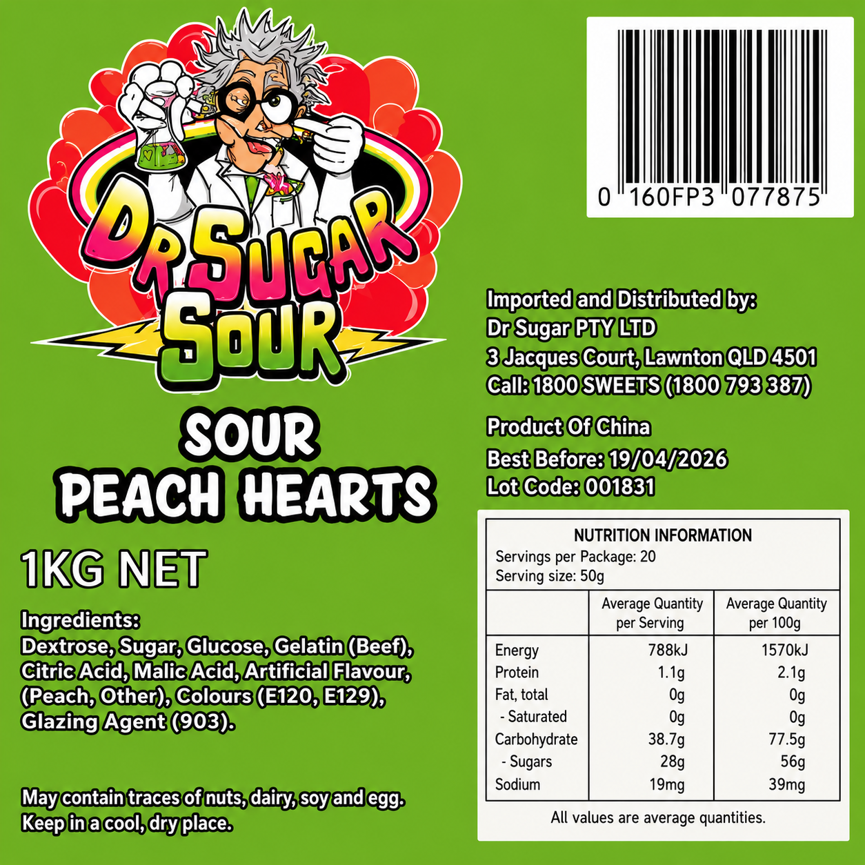 Sour Peach Hearts Gummies