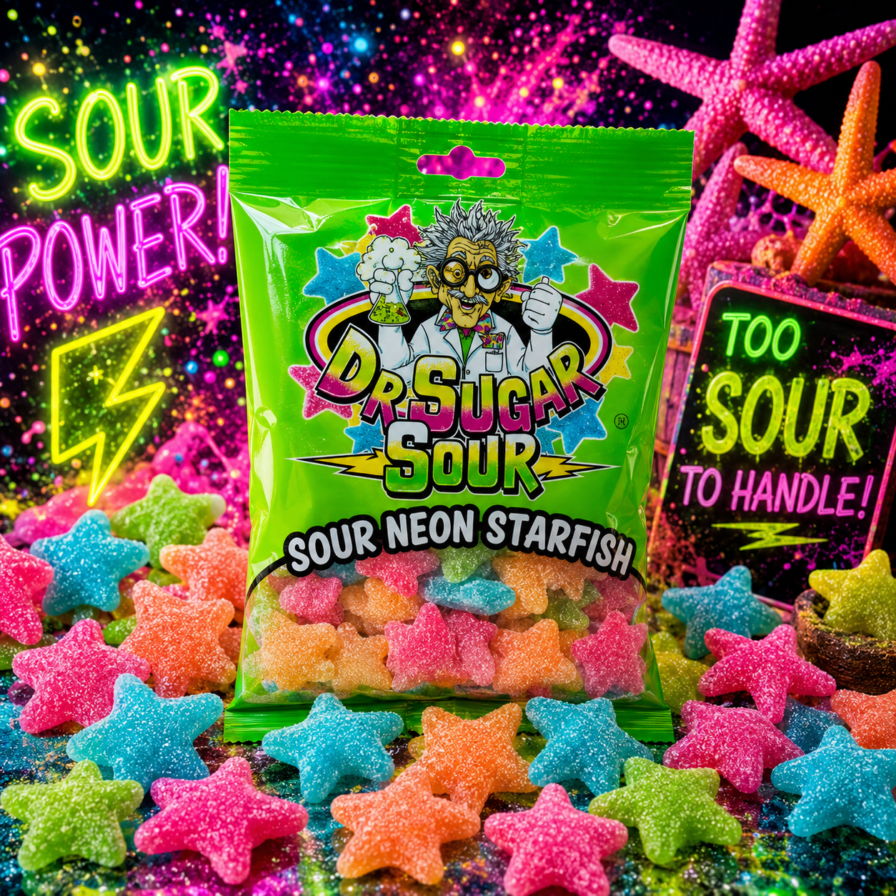 Sour Neon Starfish Gummies