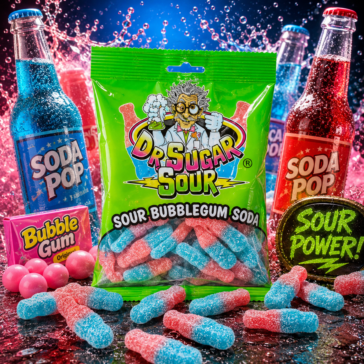 Sour Bubblegum Soda Gummies