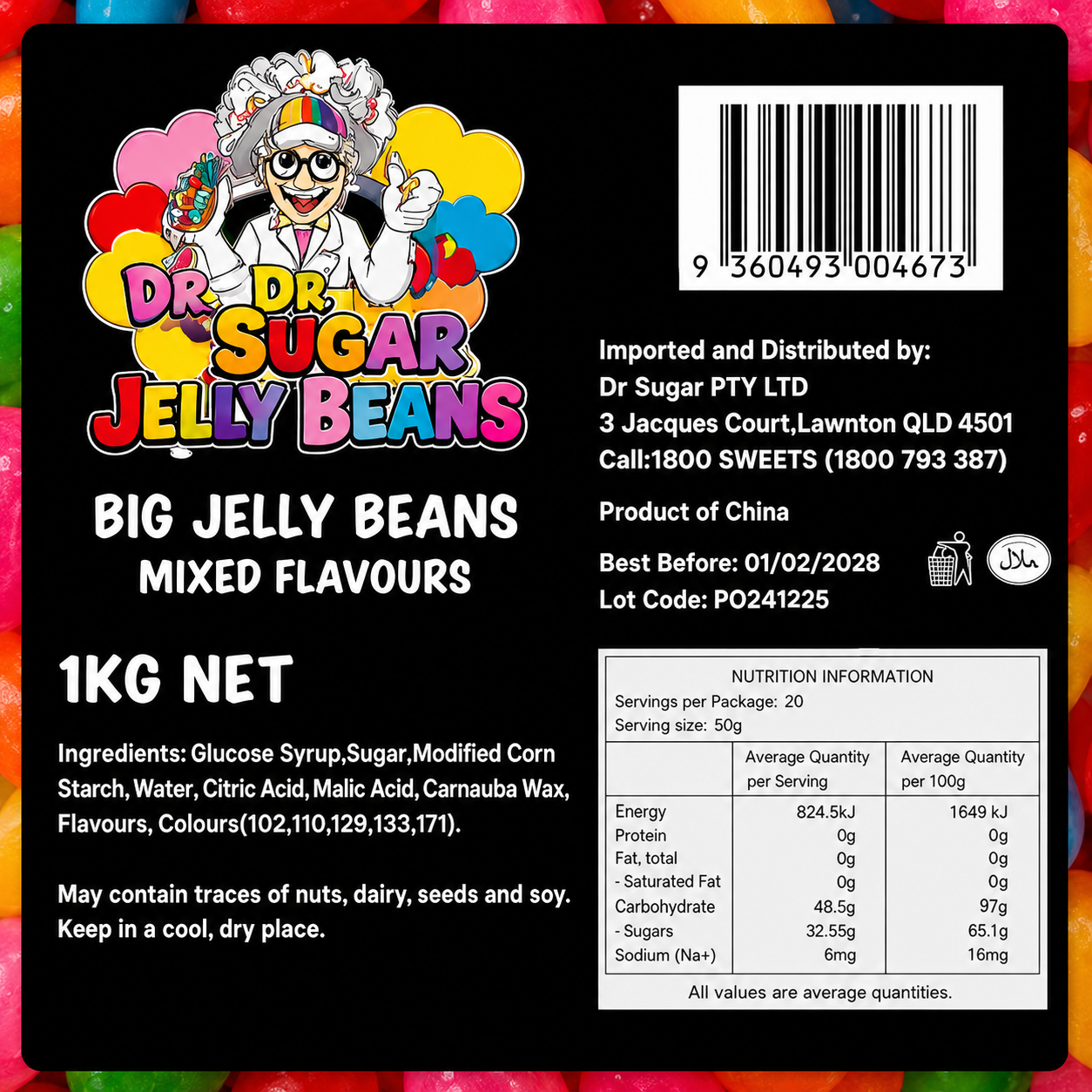 DR SUGAR Mixed Jelly Beans Nutrition Information