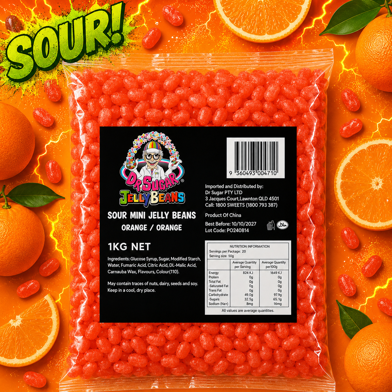 DR Sugar Mini Sour Orange Jelly Beans