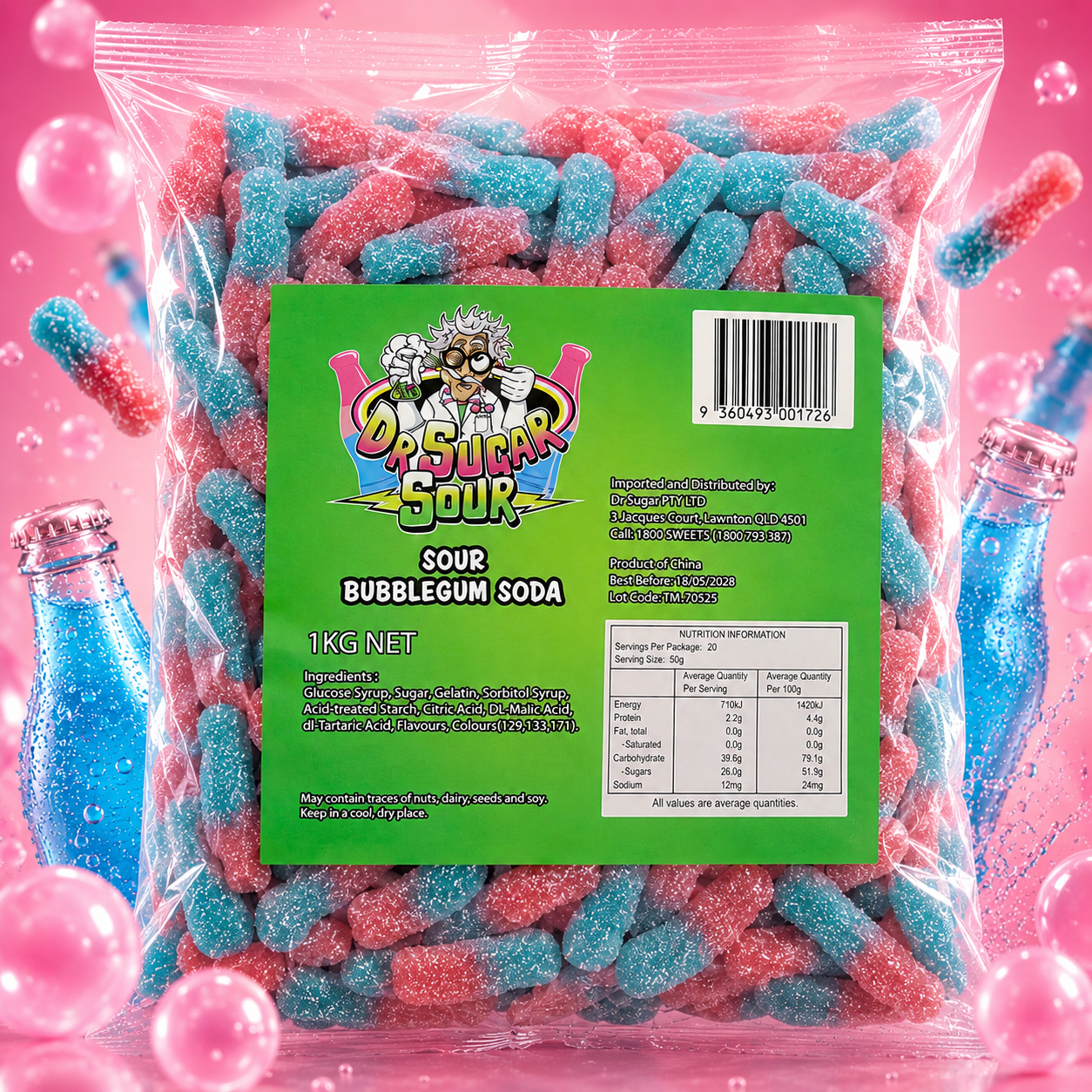 Sour Bubblegum Soda Gummies