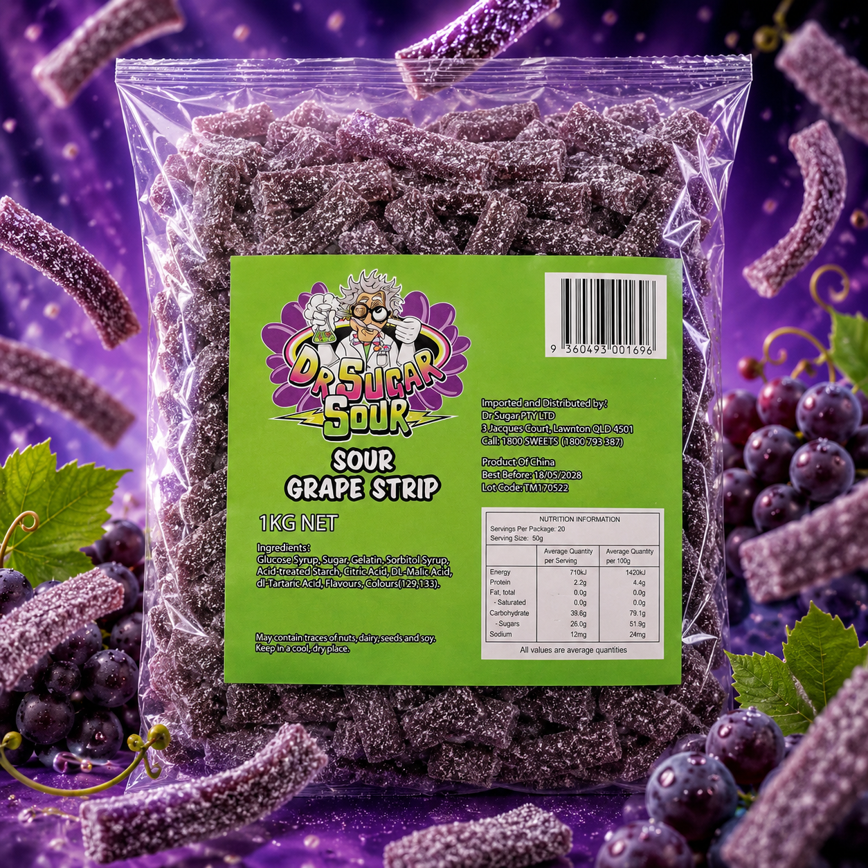 Sour Grape Strips Gummies